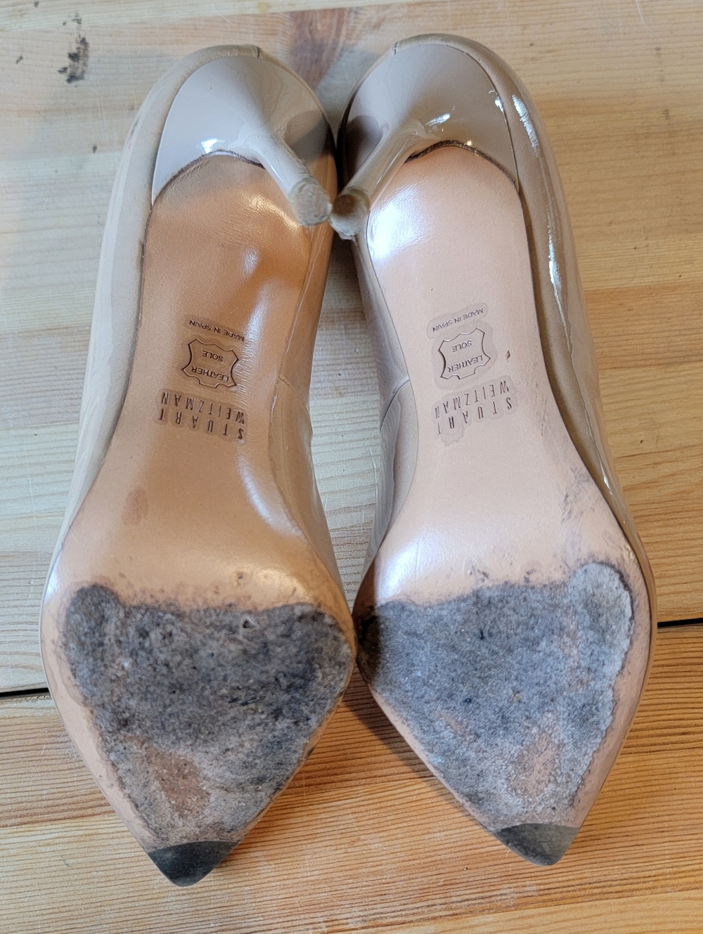Stuart Weitzman Blush Patent Leather Pointed-Toe Stiletto Pumps 6 1/2 - Picture 8 of 8